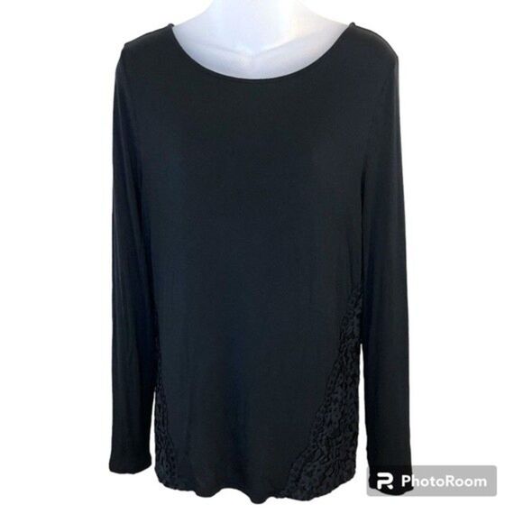 Ann Taylor LOFT Black Long Sleeve Top Size Large - Picture 1 of 6
